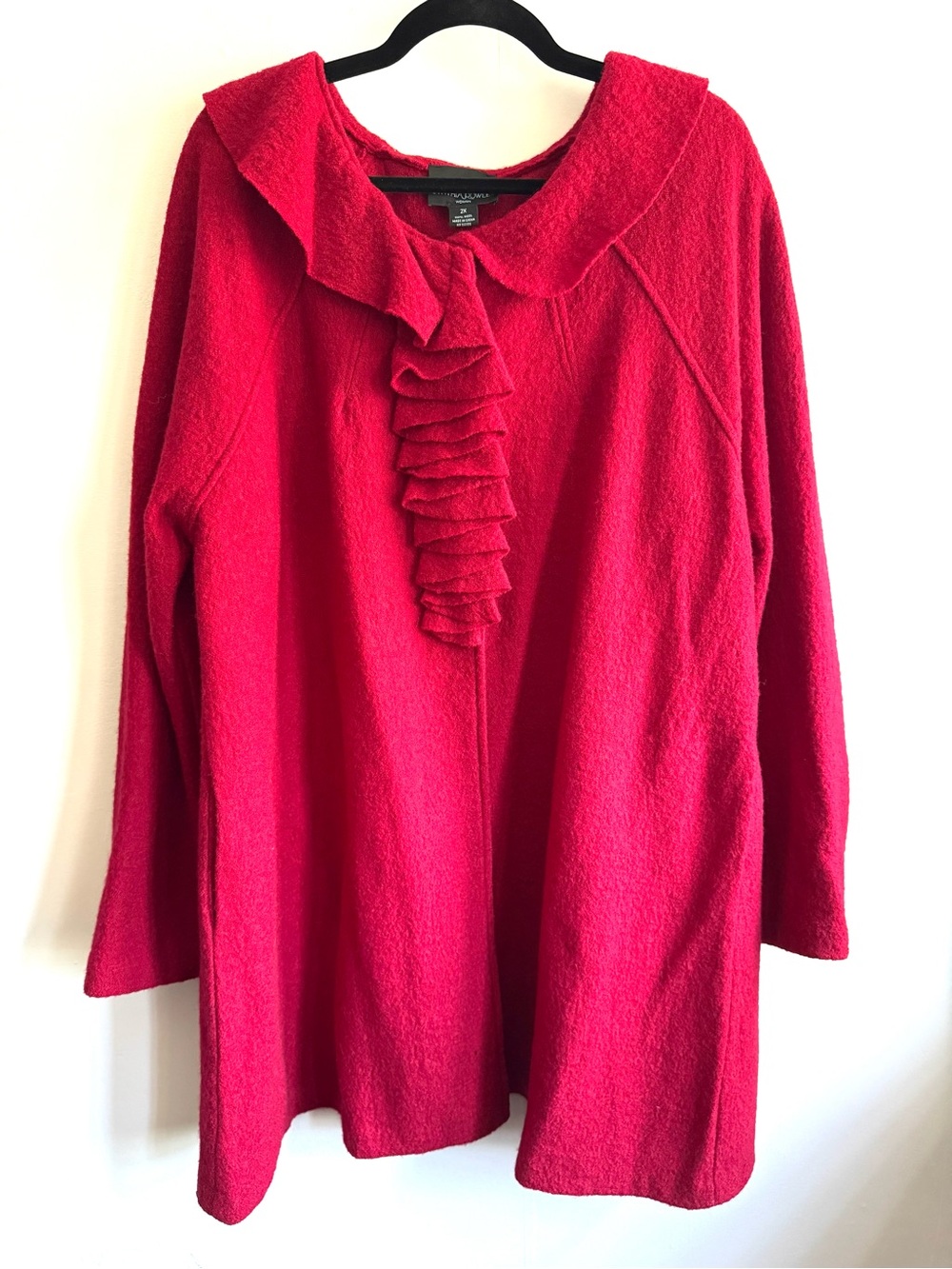 Cynthia Rowley Women’s Red Ruffle-Front and Long Sleeve Sweater